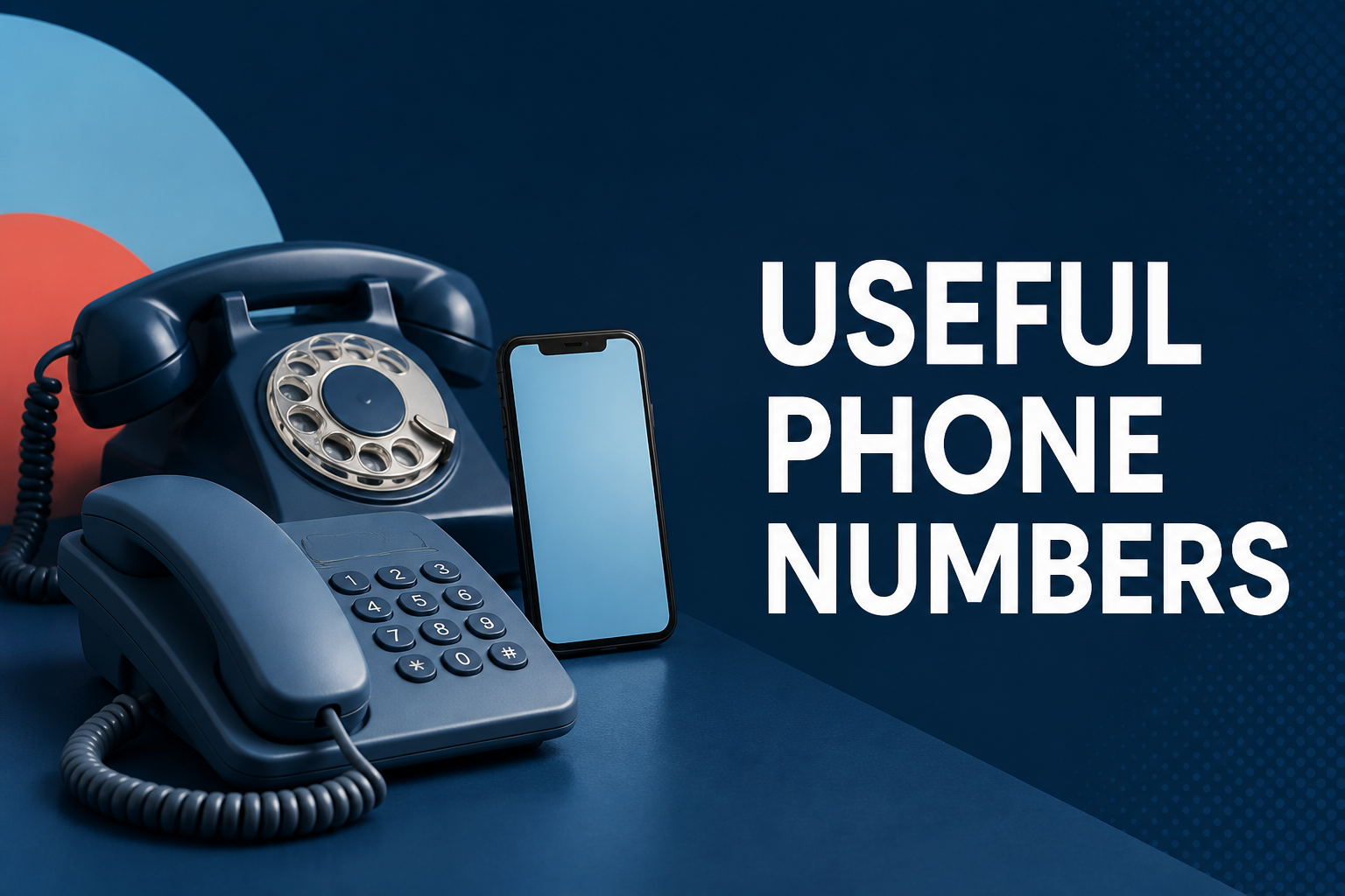 Multiple telephones beside the words Useful Phone Numbers
